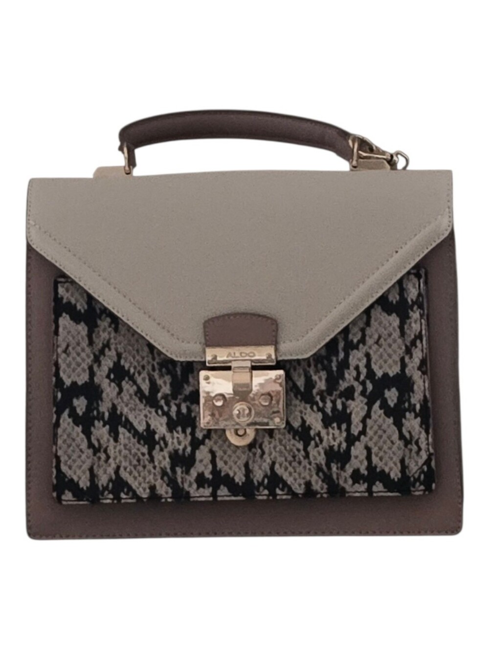 New W/tag ALDO Taupe, Gray & Brown Snake-Print Top-Handle Satchel W/Shoulder